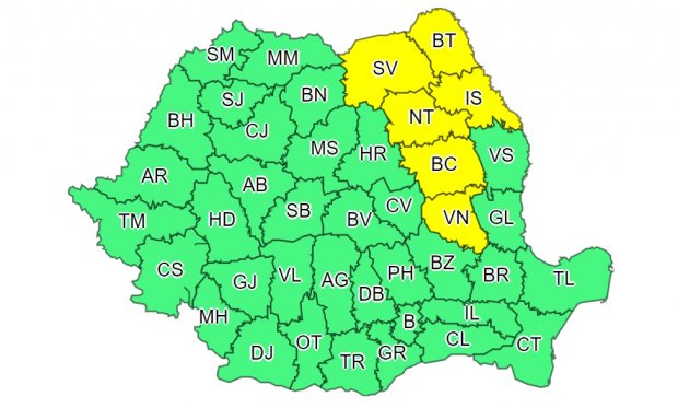 Avertizare meteo ANM de ploi torenţiale cu 40-50 l/mp în intervale scurte. Harta zonelor afectate de fenomene extreme