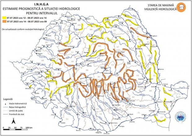 Viituri si inundatii in Romania Avertizari Cod portocaliu si Cod