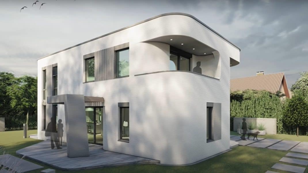 Prima casă din beton, cu etaj, construită integral la o imprimantă 3D
