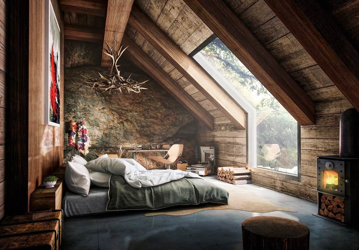 Amenajarea mansardei în stil rustic