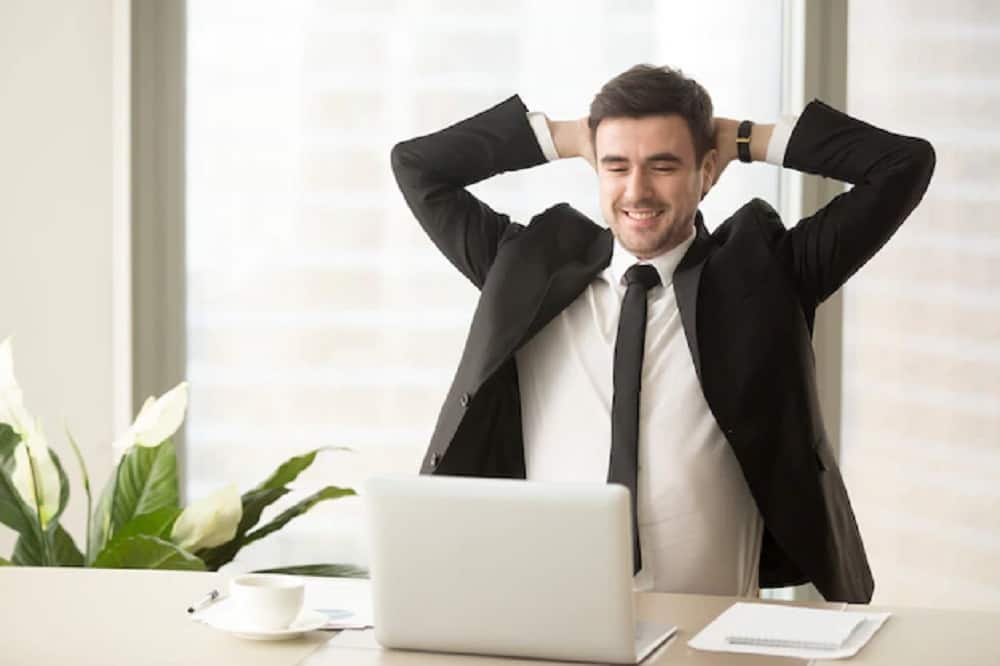 relaxed employee enjoying result good job done 1163 5343