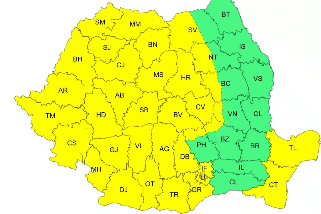 ANM emite cod galben în aproape toată țara. Ce se anunță pentru Capitală