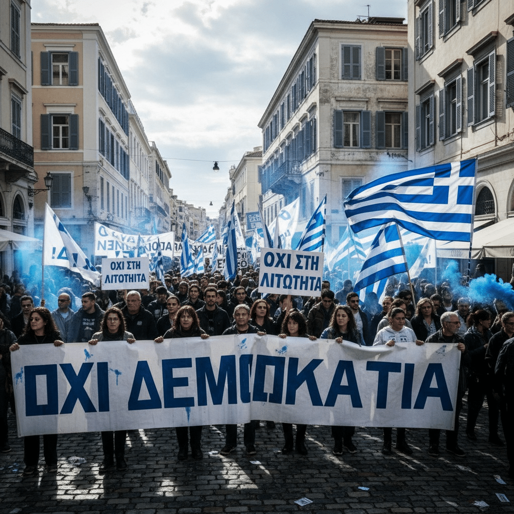Greva din Grecia oprește transportul și aduce mii de protestatari