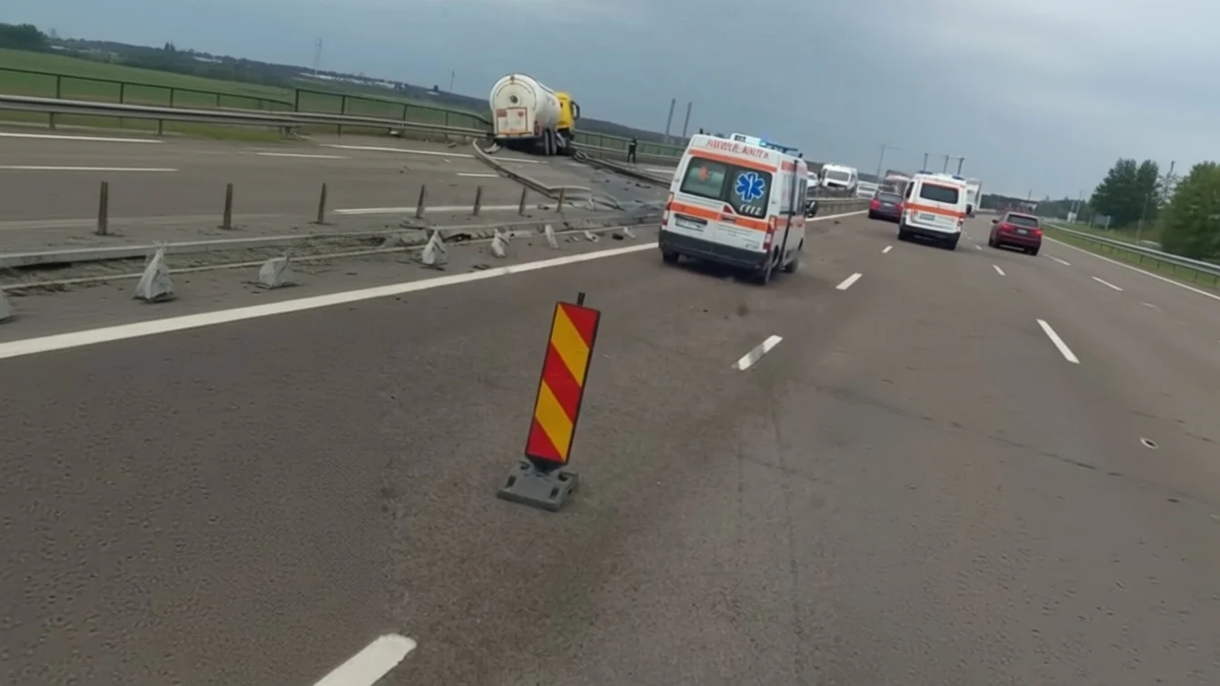 Trafic blocat pe A3 după ce o cisternă cu GPL s-a răsturnat la kilometrul 38