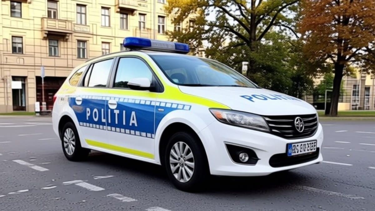 Mașină de poliție lovită pe DN 2 în Vrancea, un elev de 22 de ani a ajuns la spital