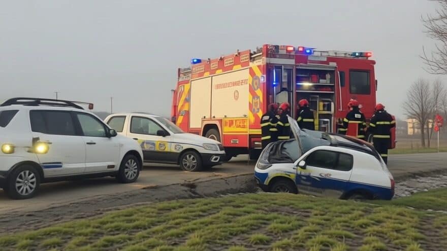 Doi polițiști au ajuns la spital după ce un șofer le-a izbit mașina pe DN 5