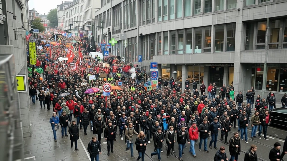 Peste 80.000 de belgieni protestează la Bruxelles contra majorării pensiei la 67 de ani