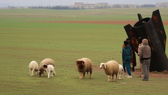 O rachetă iraniană s-a prăbușit într-un câmp cu oi în Siria. Copiii s-au cățărat pe ea
