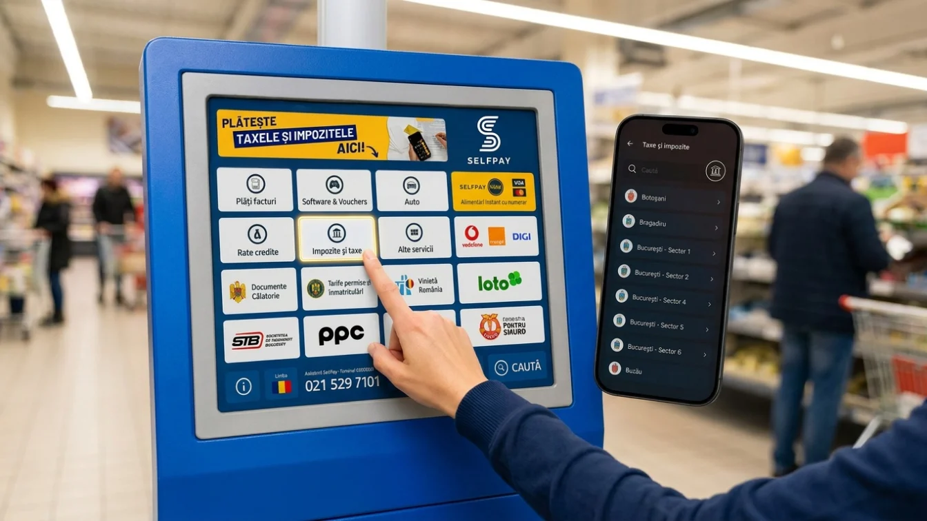 SelfPay procesează taxe de 440 milioane lei în primul trimestru. Românii renunță la ghișee