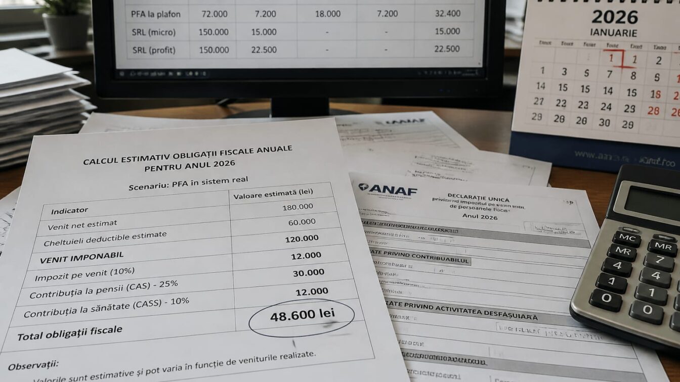 Pragul de 48.600 de lei pe an pentru PFA reconfigurează fiscalitatea din 2026