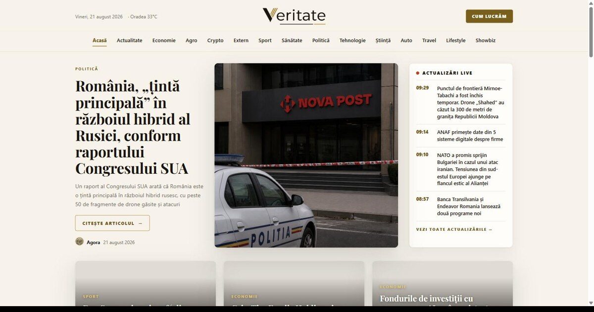Veritate.ro propune știri scrise integral de AI, cu surse la vedere și fără opinii amestecate în text