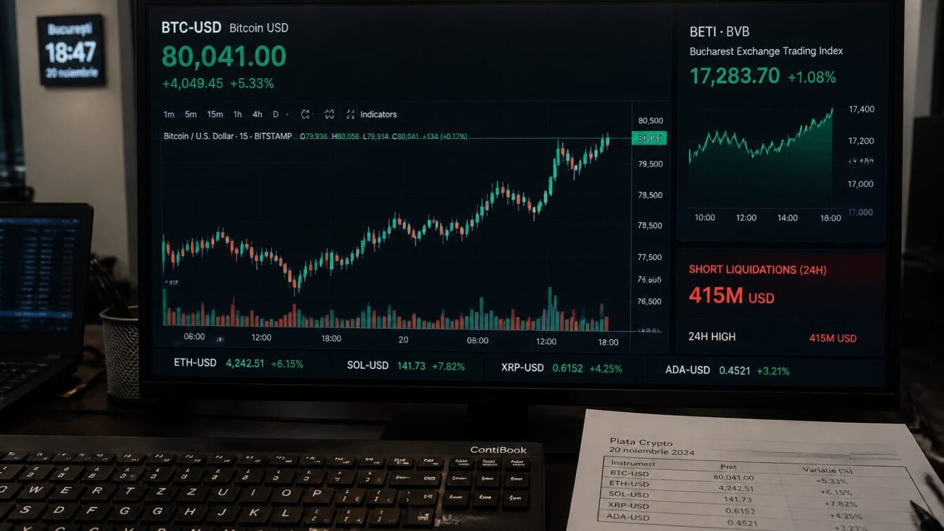 Semnalul Fed a șters 415 milioane de dolari din shorturi, după ce Bitcoin și acțiunile au urcat simultan