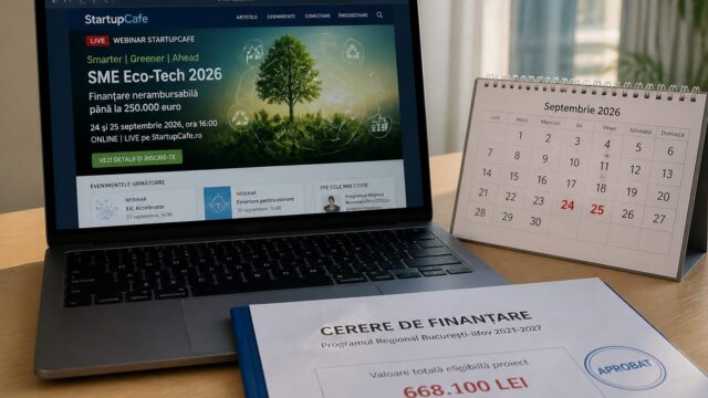 SME Eco-Tech 2026 oferă finanțări de minim 668.100 lei. Webinar despre cum depuneți dosarul până pe 24 septembrie